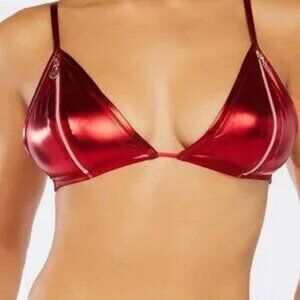 savage x fenty Adam Selman collab Locket Down Metallic red Bra